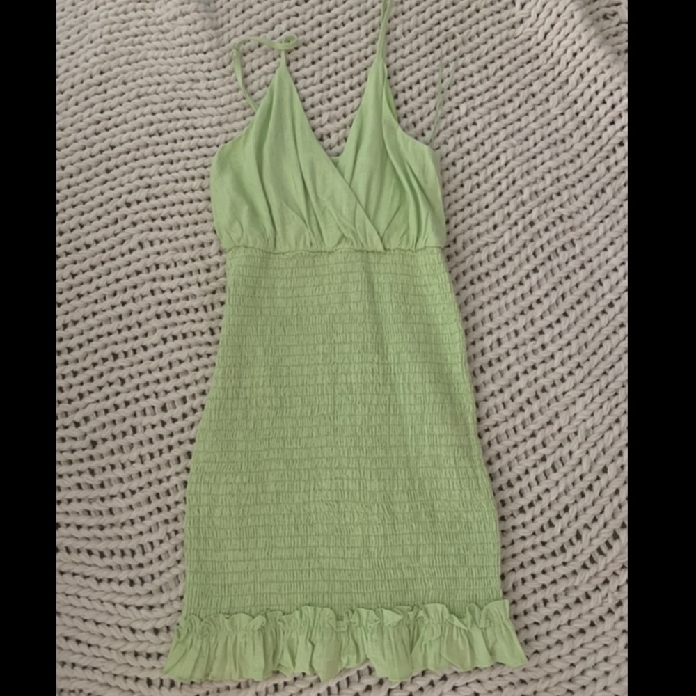 Lime green ruched dress